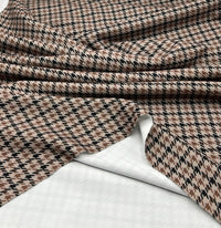Stone Dogtooth Printed Scuba Crepe Jersey Fabric 4 Way Stretch - T9 Fabrics