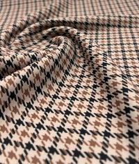 Stone Dogtooth Printed Scuba Crepe Jersey Fabric 4 Way Stretch - T9 Fabrics