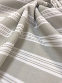 Stone & Ivory Stripe Printed Scuba Crepe Jersey Fabric 4 Way Stretch - T9 Fabrics