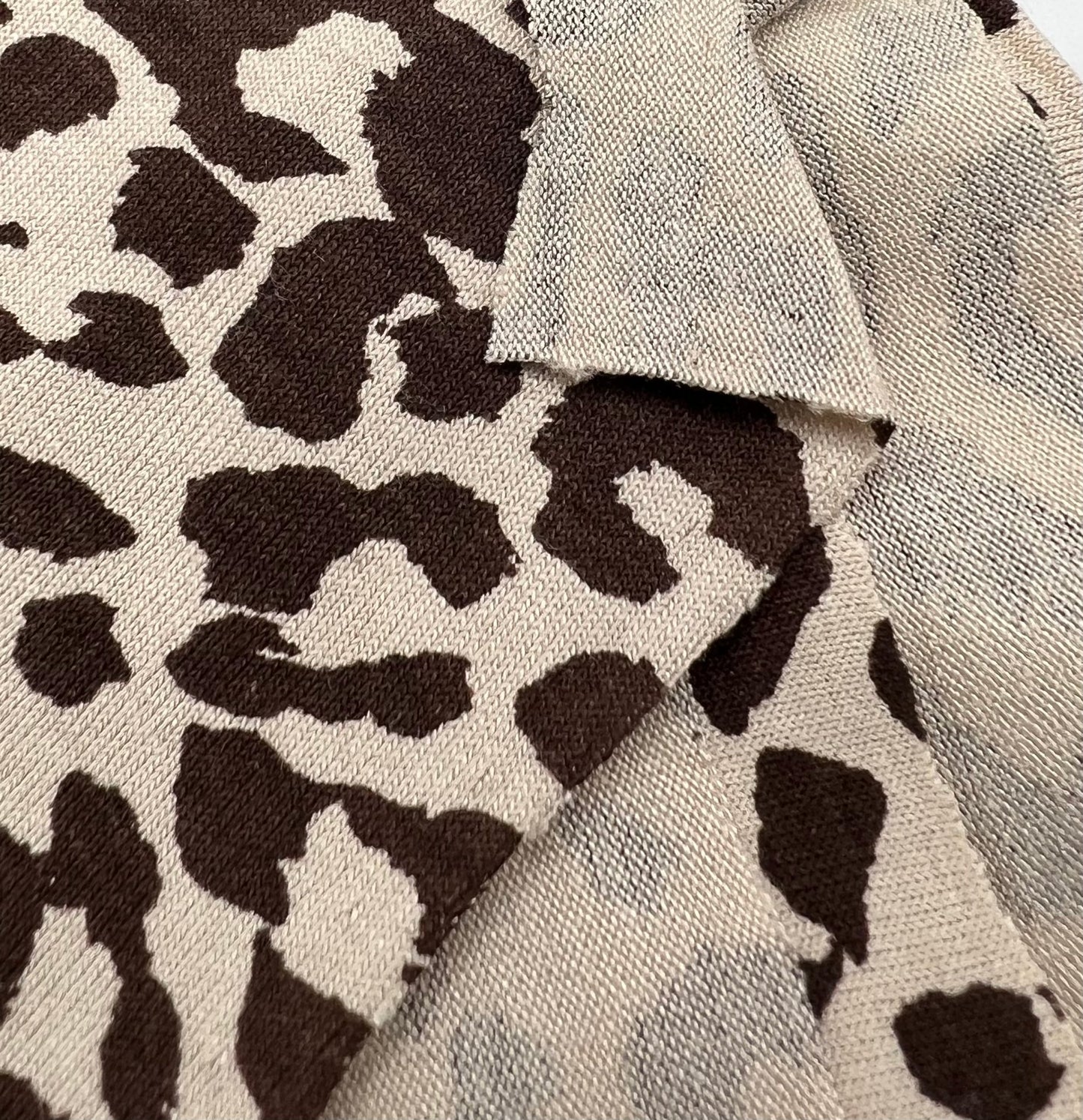 Stone Leopard Print Viscose Elastane Fabric - T9 Fabrics