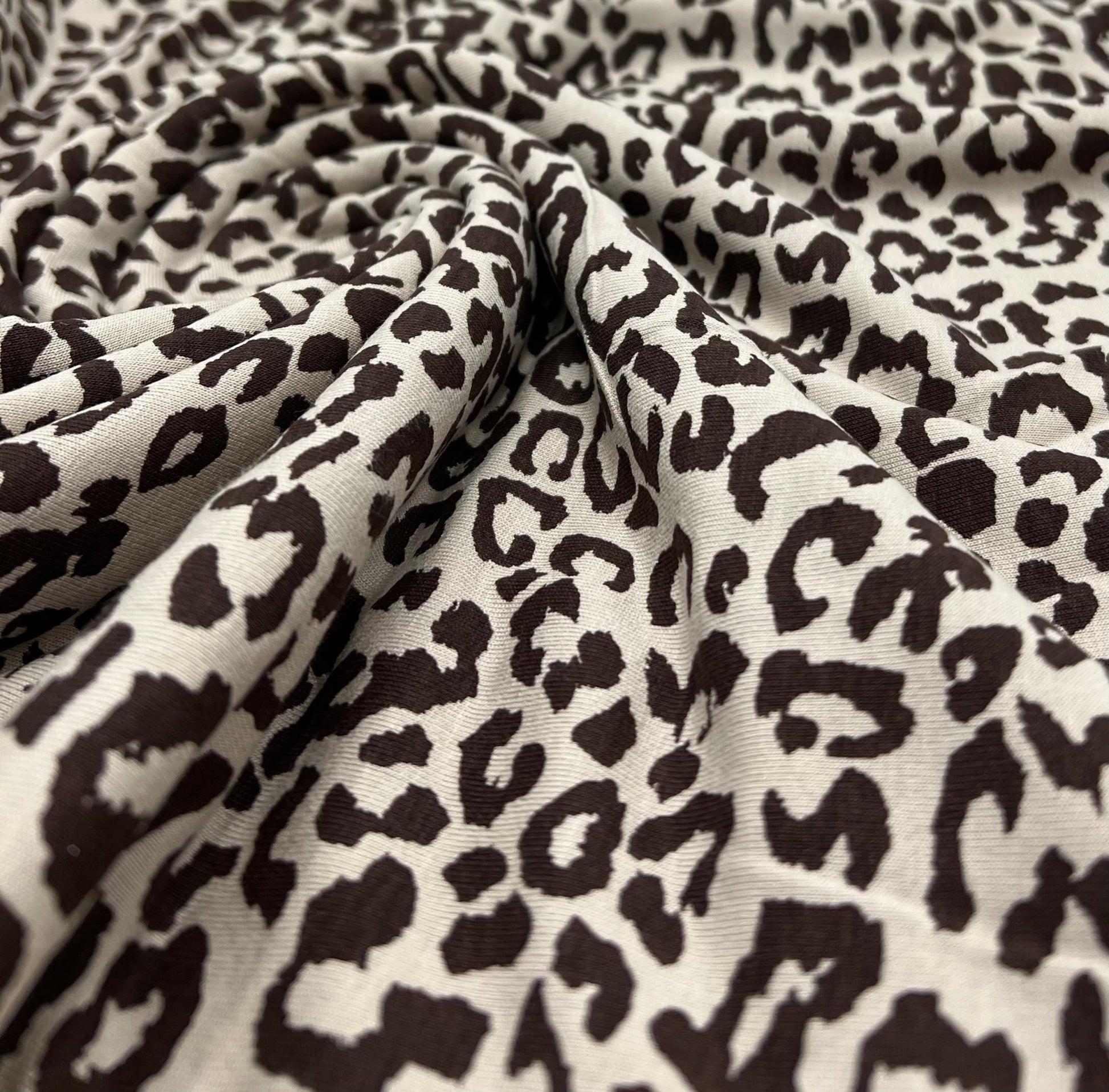 Stone Leopard Print Viscose Elastane Fabric - T9 Fabrics