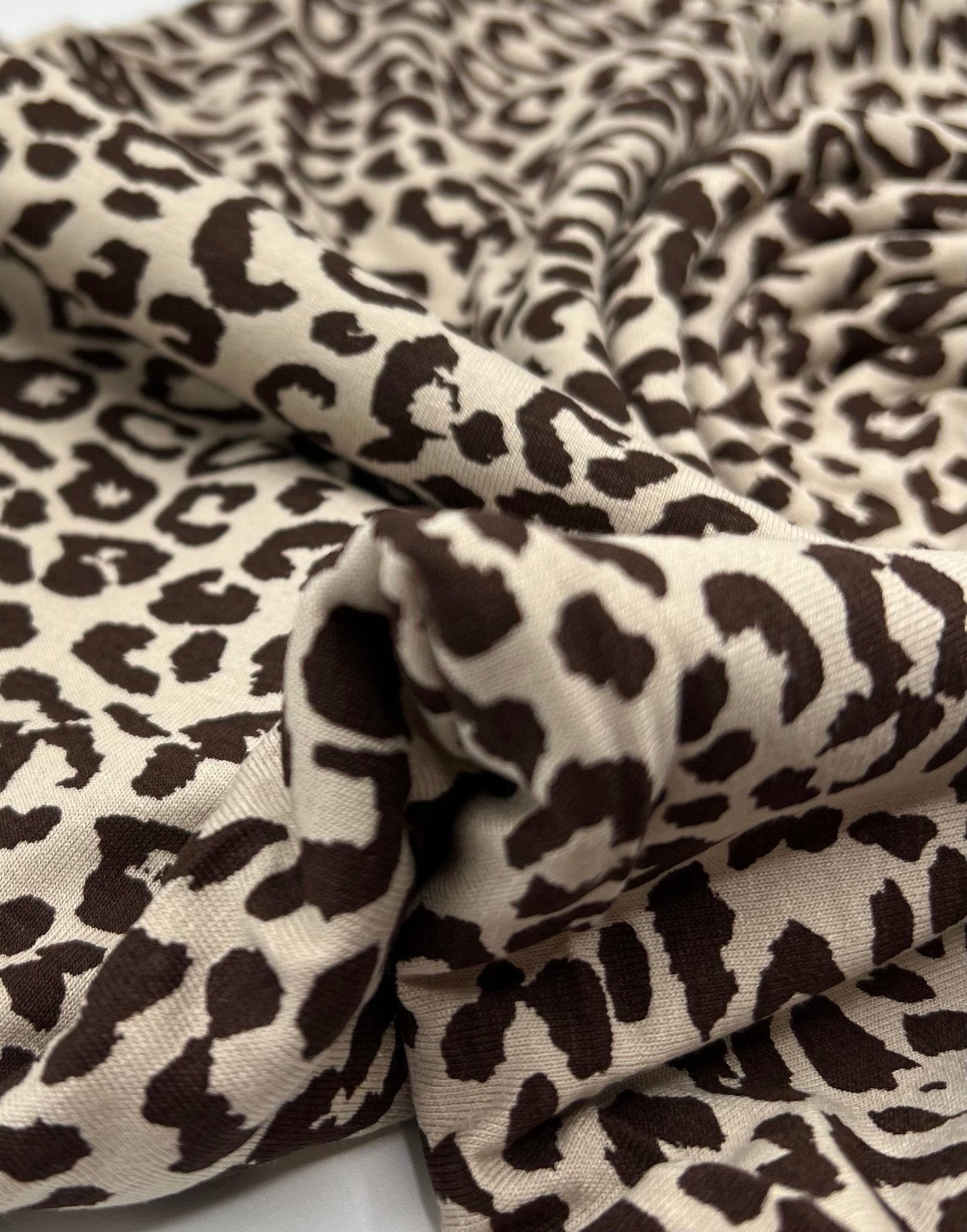 Stone Leopard Print Viscose Elastane Fabric - T9 Fabrics