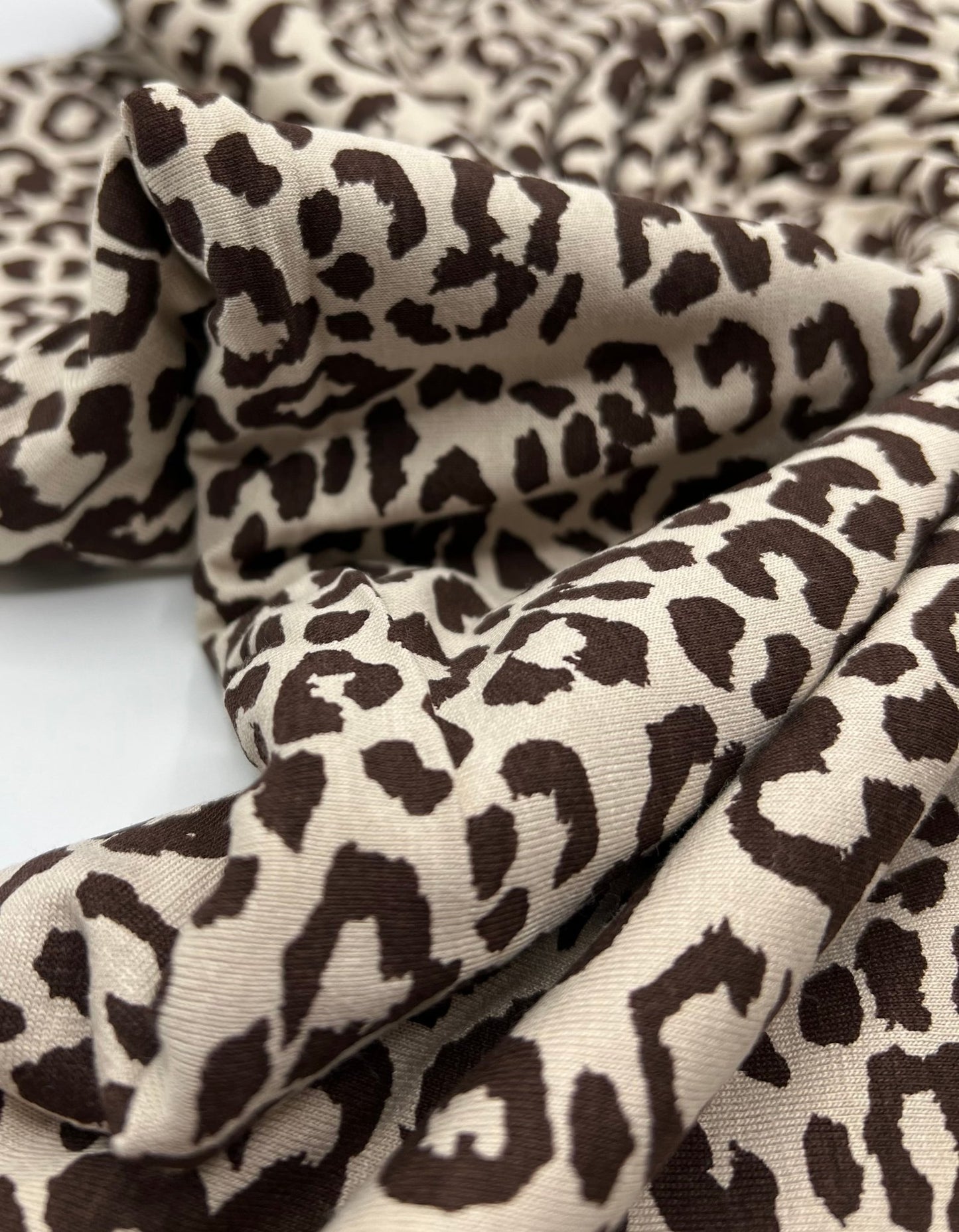 Stone Leopard Print Viscose Elastane Fabric - T9 Fabrics