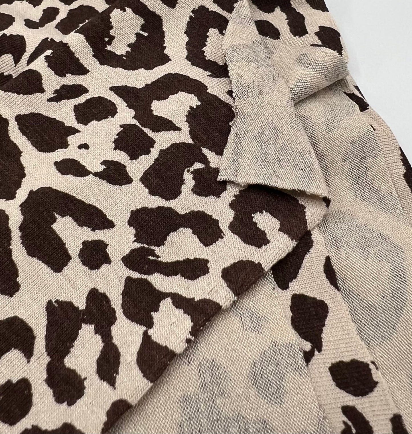 Stone Leopard Print Viscose Elastane Fabric - T9 Fabrics