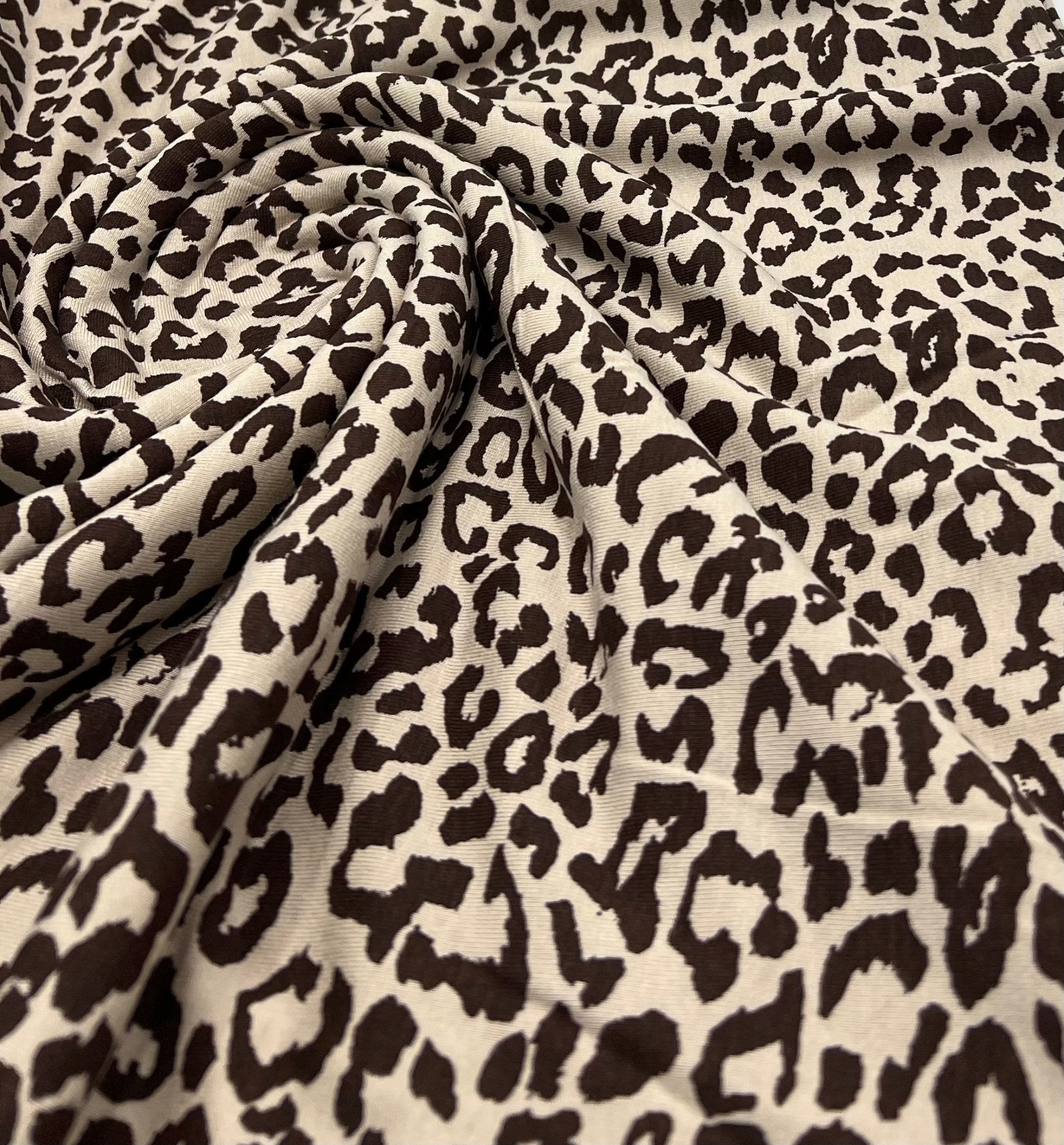 Stone Leopard Print Viscose Elastane Fabric - T9 Fabrics