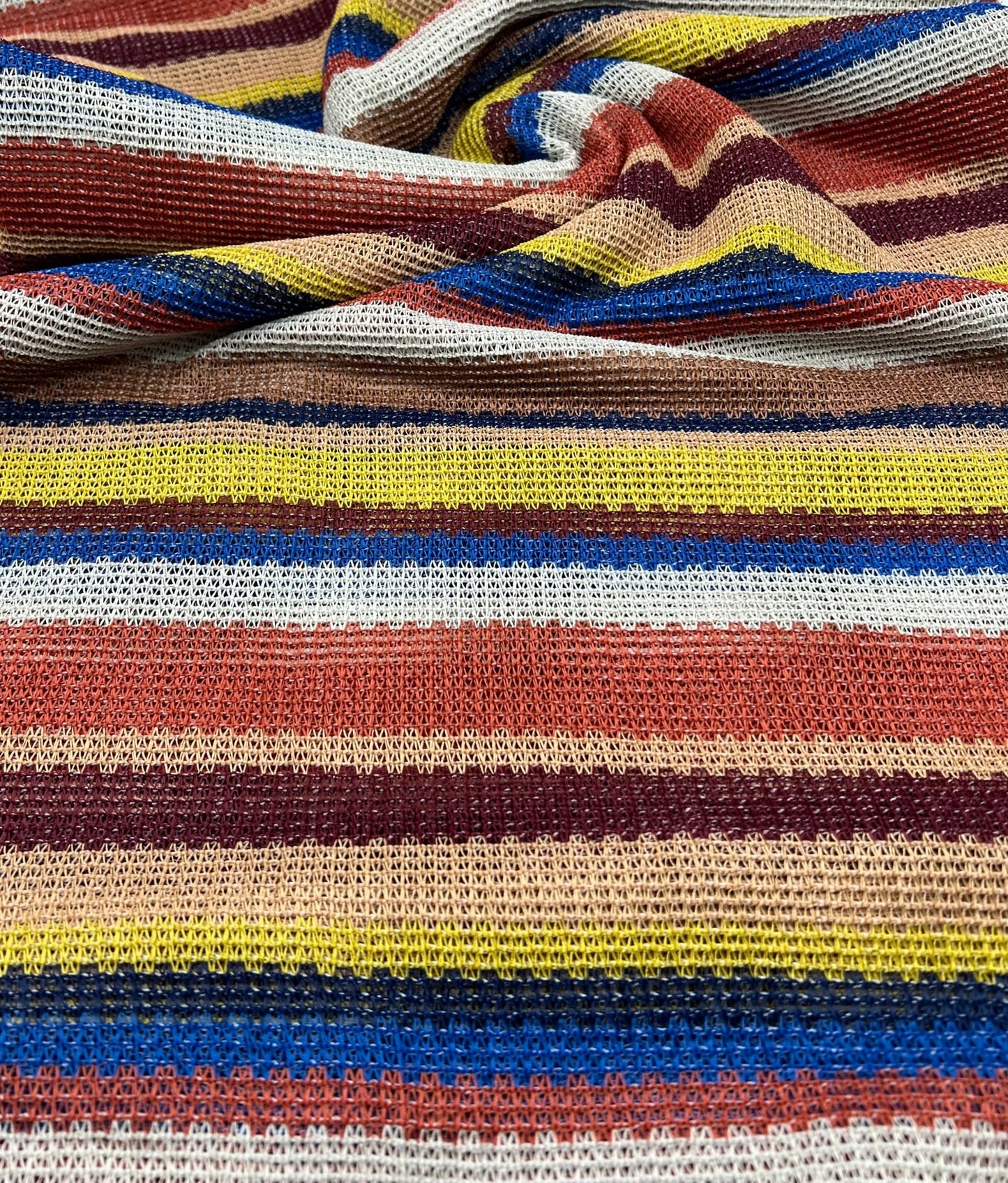 Stone Multi Stripe Textured Knitted 2 Way Stretch Fabric - T9 Fabrics