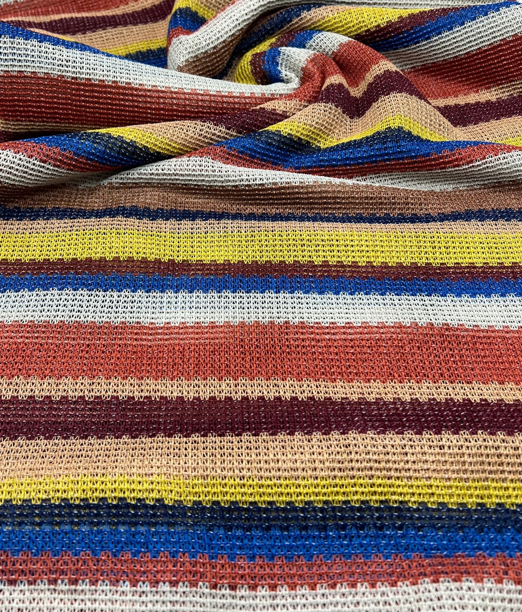 Stone Multi Stripe Textured Knitted 2 Way Stretch Fabric - T9 Fabrics