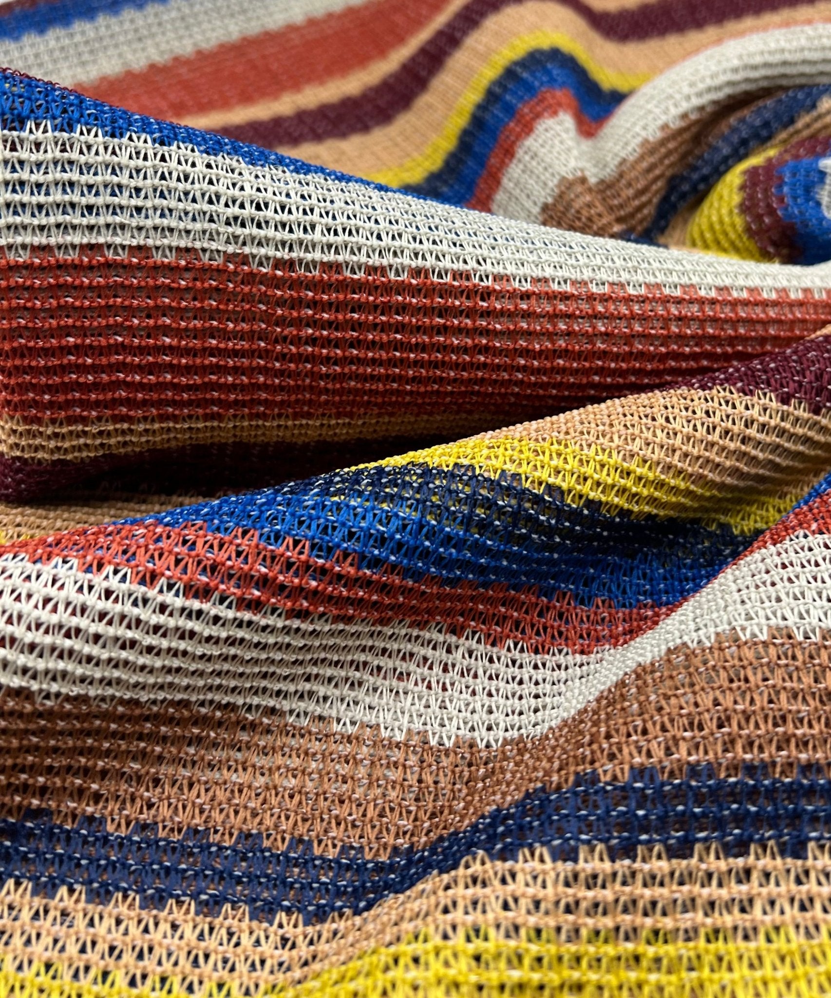 Stone Multi Stripe Textured Knitted 2 Way Stretch Fabric - T9 Fabrics