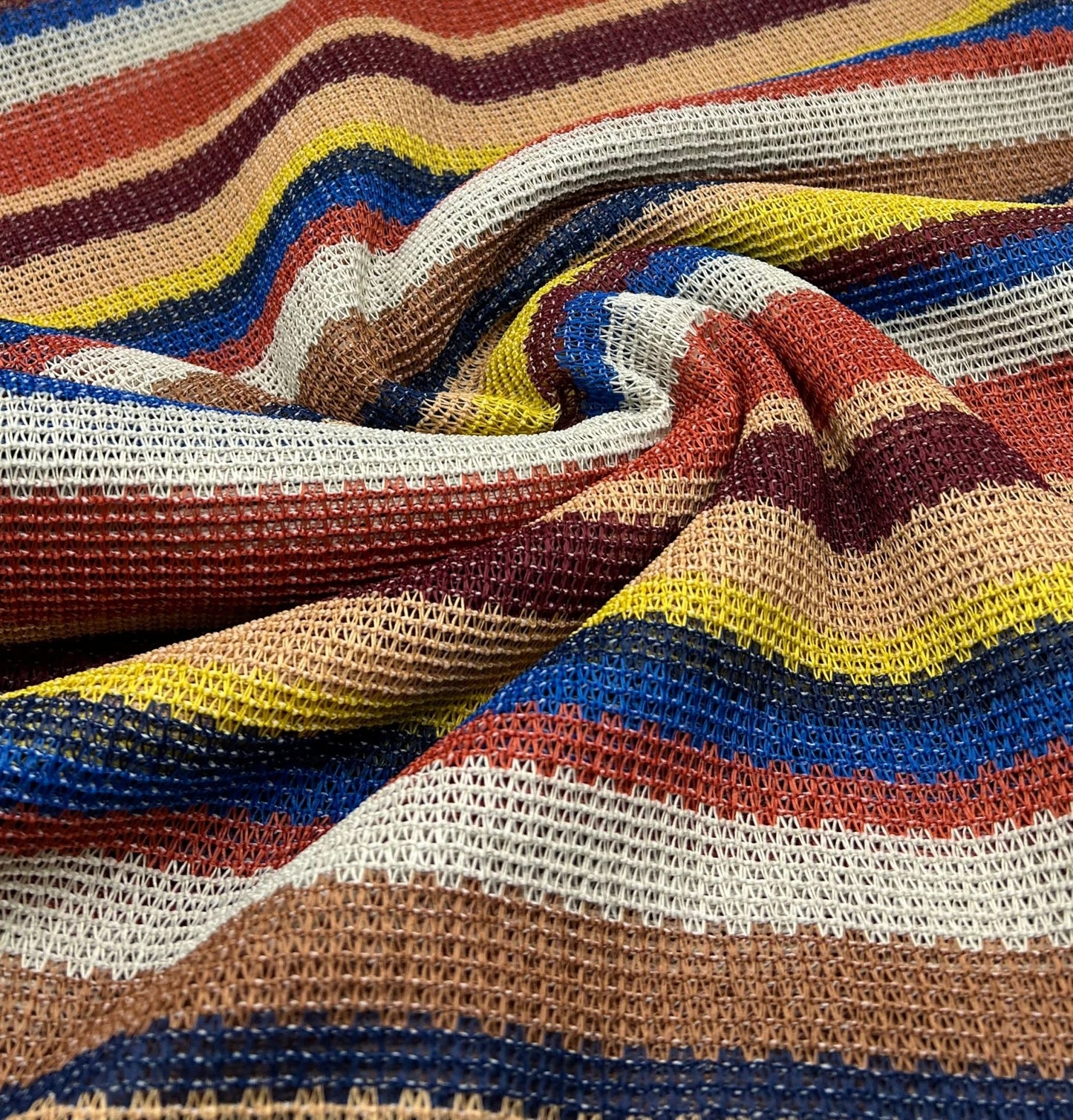 Stone Multi Stripe Textured Knitted 2 Way Stretch Fabric - T9 Fabrics