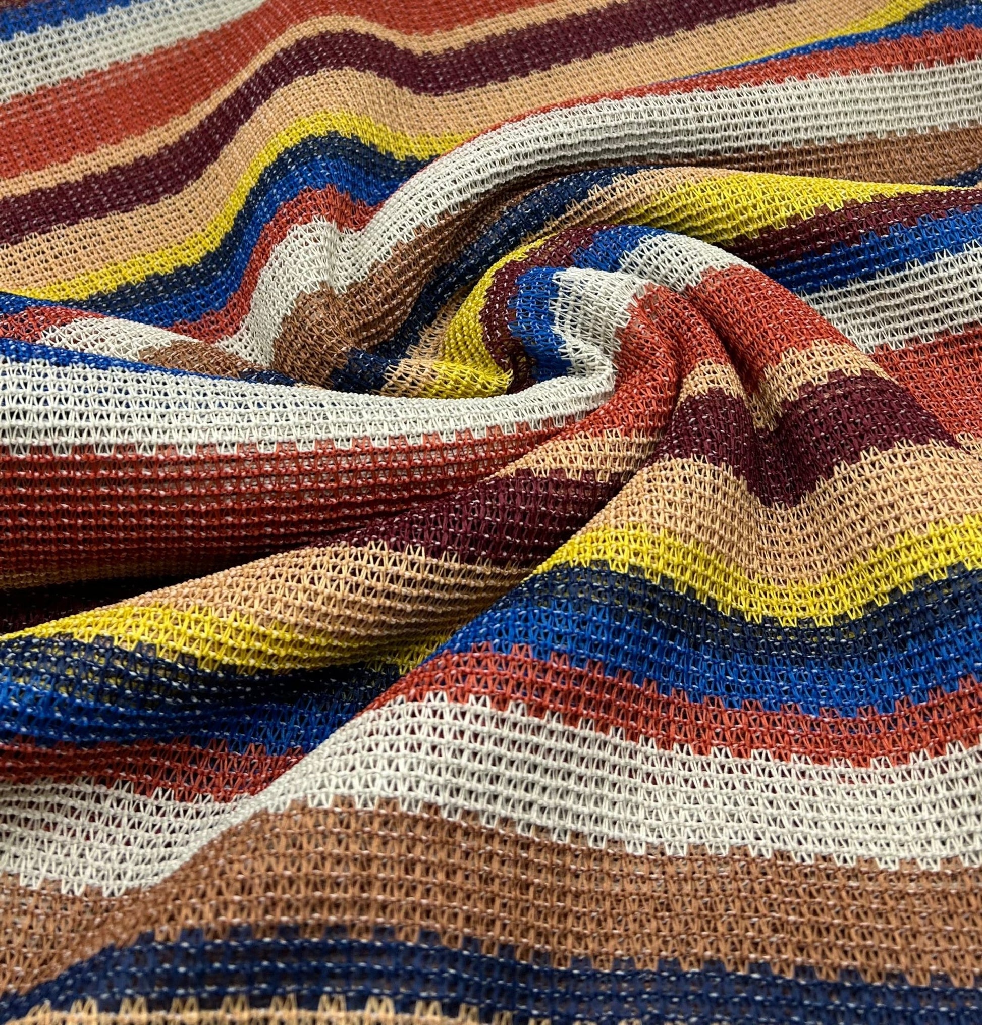 Stone Multi Stripe Textured Knitted 2 Way Stretch Fabric - T9 Fabrics