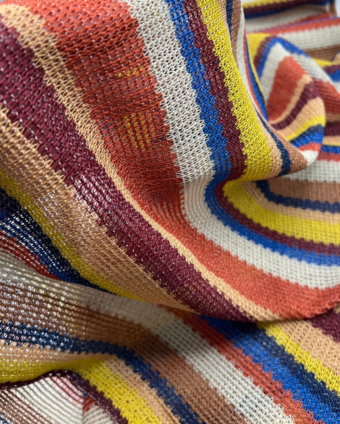 Stone Multi Stripe Textured Knitted 2 Way Stretch Fabric - T9 Fabrics