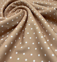 Stone Polka Dot Printed Scuba Crepe Jersey Fabric 4 Way Stretch - T9 Fabrics