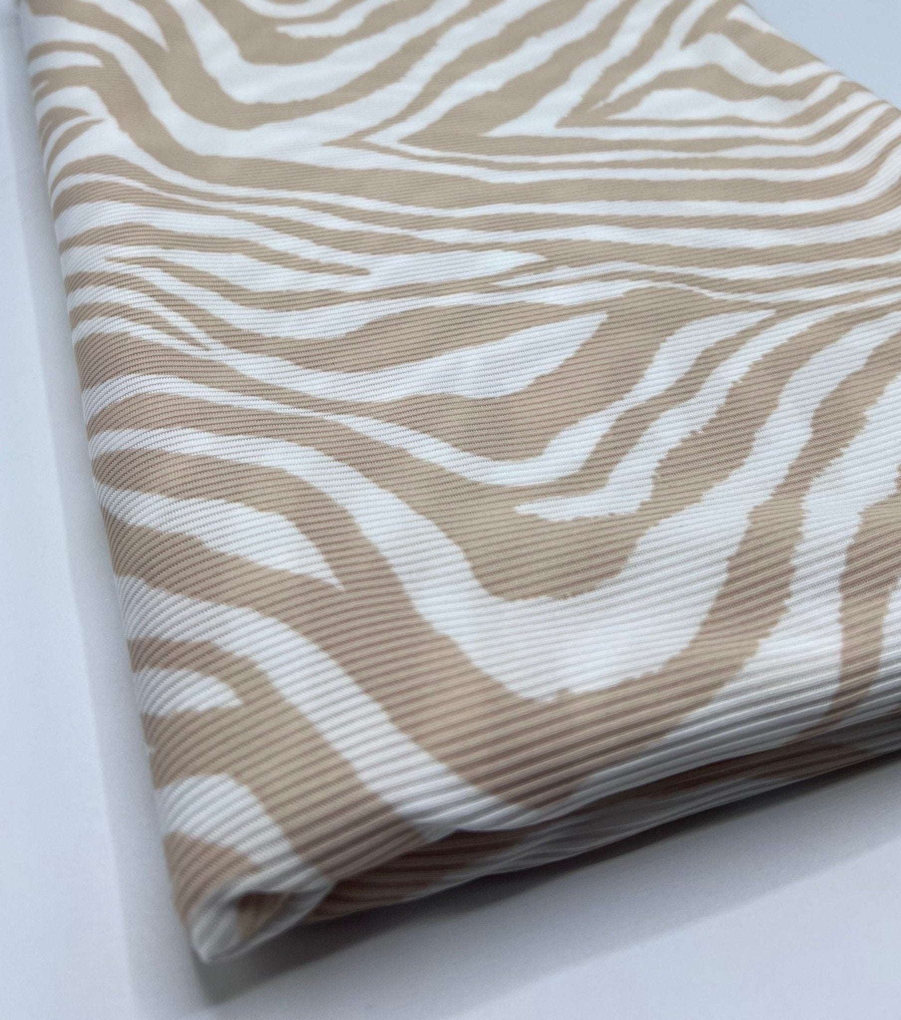 Stone & White Zebra 2X1 Fine Rib Stretch Fabric - T9 Fabrics