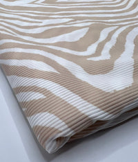 Stone & White Zebra 2X1 Fine Rib Stretch Fabric - T9 Fabrics