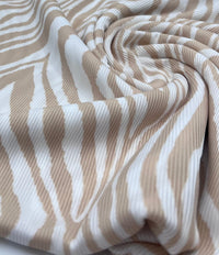 Stone & White Zebra 2X1 Fine Rib Stretch Fabric - T9 Fabrics