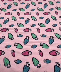 Strawberry Doodle Sweatshirting Cotton Lycra 2 Way Stretch - T9 Fabrics