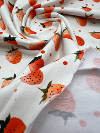 Strawberry's Print Cotton Stretch Jersey 200 GSM 95/5 Lycra 4 Way Stretch - T9 Fabrics