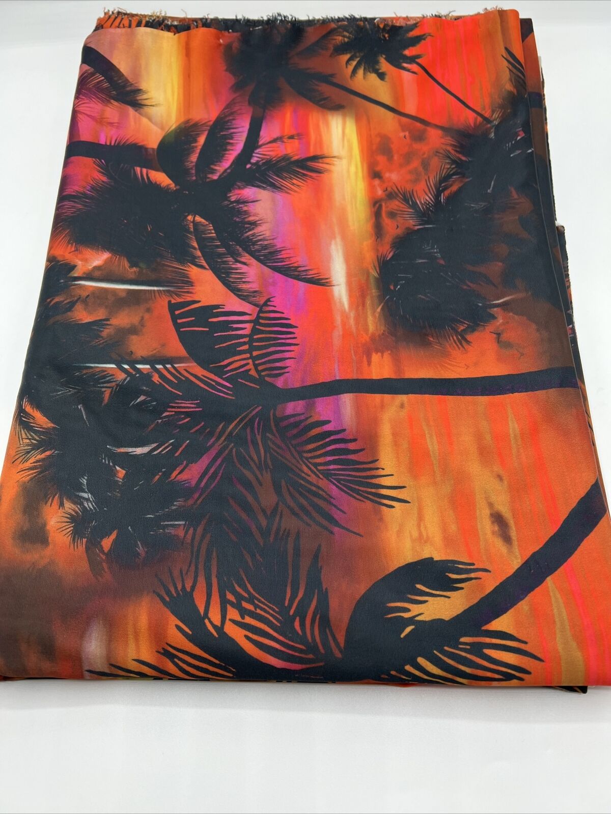 Sunset Palm Tree Print Soft Touch Stretch Fabric - T9 Fabrics