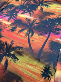 Sunset Palm Tree Print Soft Touch Stretch Fabric - T9 Fabrics