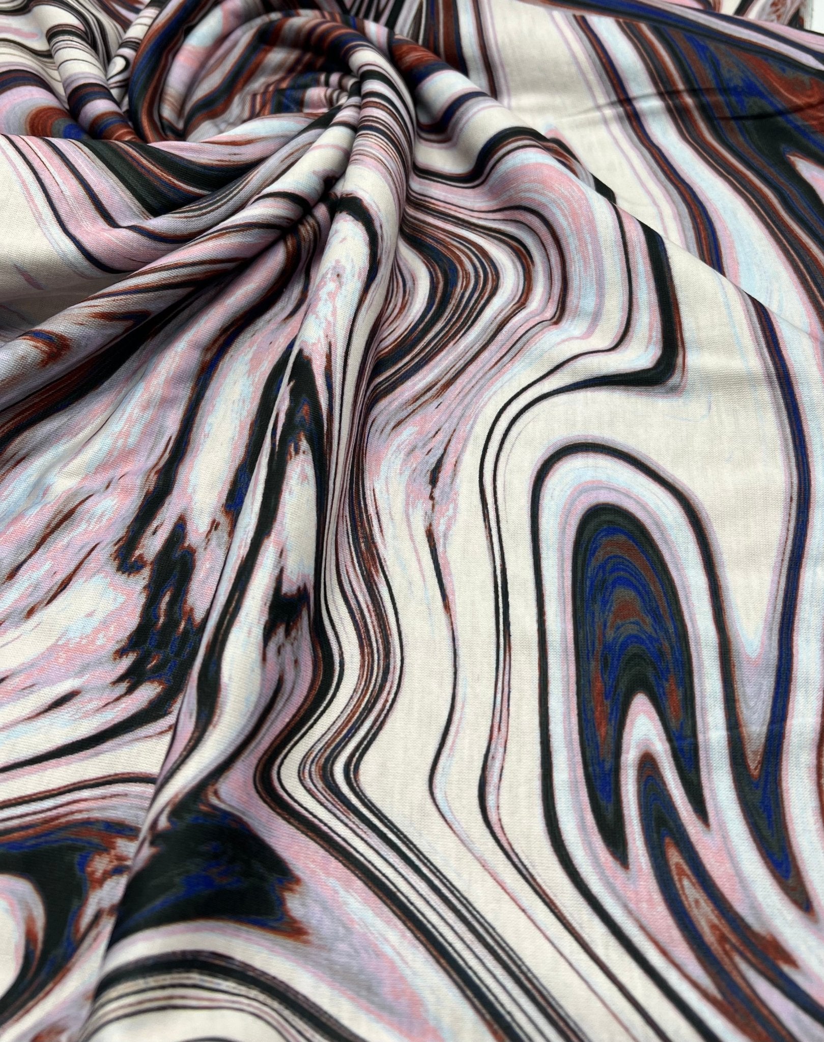 Swirl Mix Print Spun Poly Stretch Fabric - T9 Fabrics