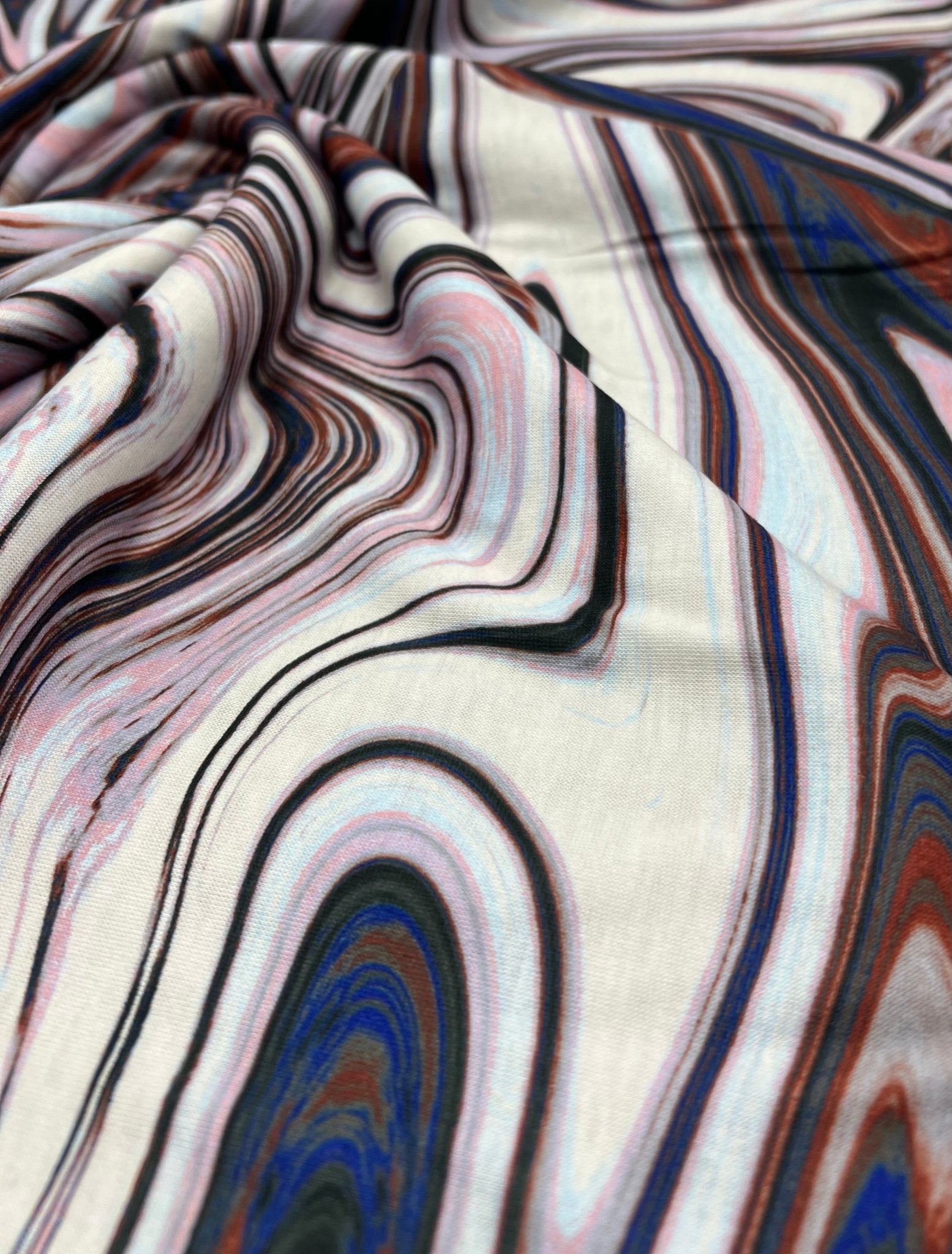 Swirl Mix Print Spun Poly Stretch Fabric - T9 Fabrics