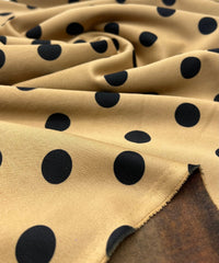 Tan Black Polka Printed Plain Scuba 2 Way Stretch Jersey Fabric - T9 Fabrics