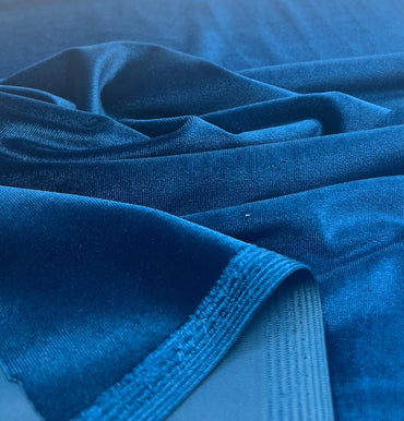 Teal Plain Velour Spandex Stretch Fabric - T9 Fabrics