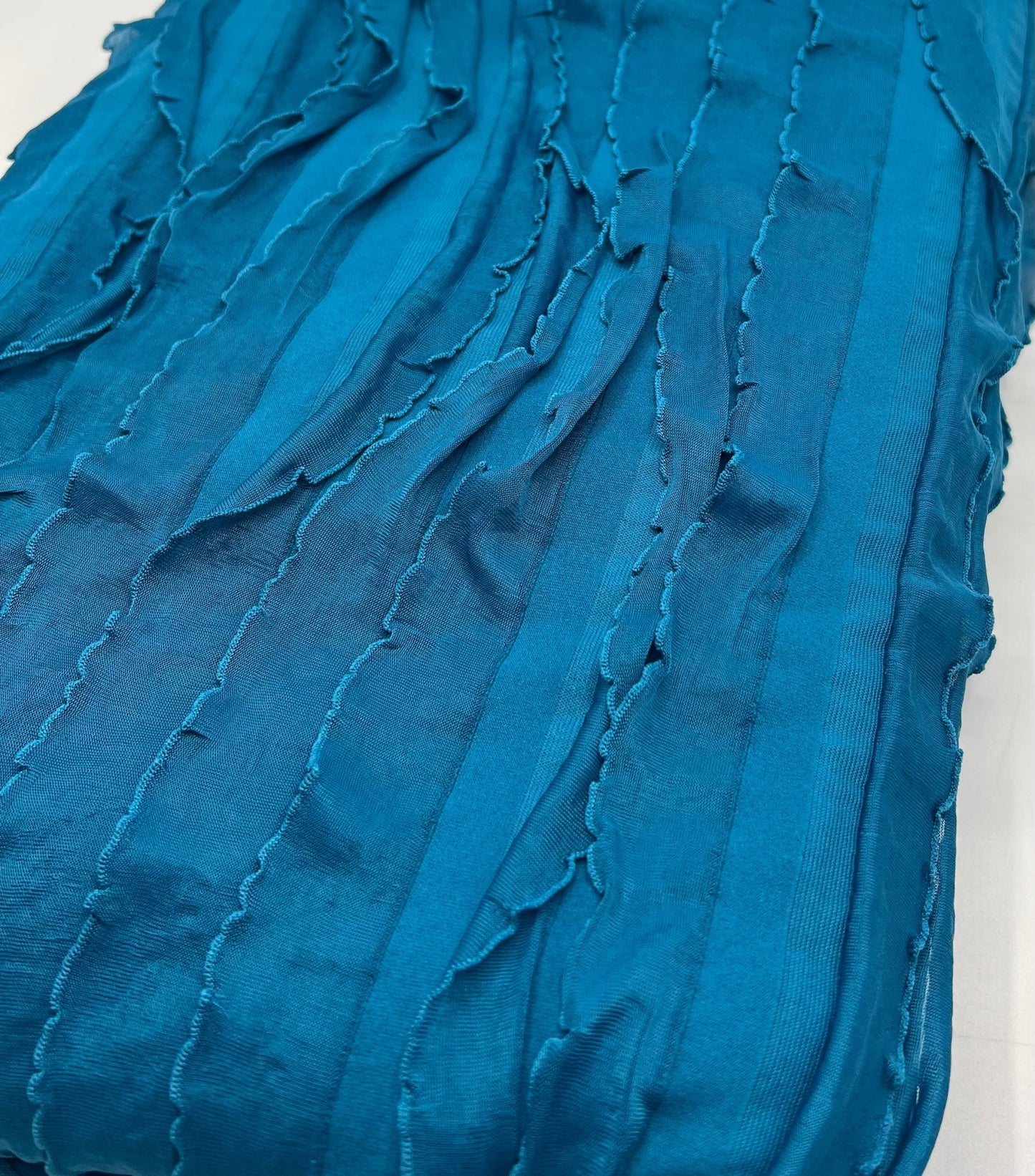 Teal Ruffle Textured 4 Way Stretch Fabric - T9 Fabrics