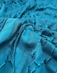 Teal Ruffle Textured 4 Way Stretch Fabric - T9 Fabrics