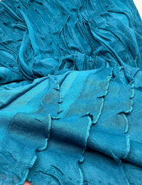 Teal Ruffle Textured 4 Way Stretch Fabric - T9 Fabrics