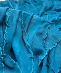 Teal Ruffle Textured 4 Way Stretch Fabric - T9 Fabrics