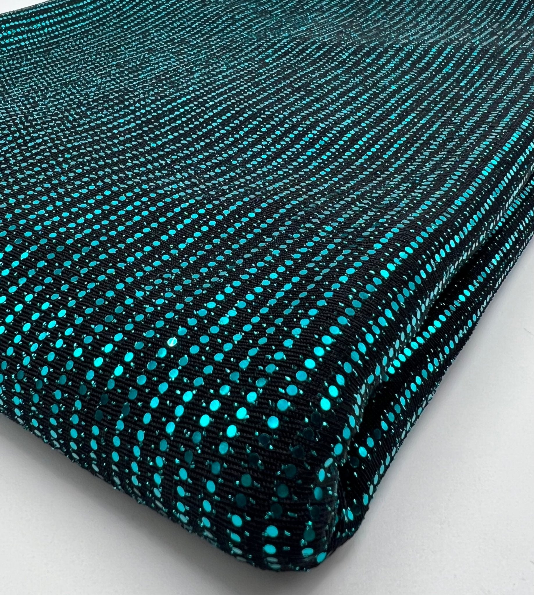 Teal Sequin Nylon Metallic Sparkle Stretch Fabric - T9 Fabrics