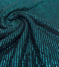 Teal Sequin Nylon Metallic Sparkle Stretch Fabric - T9 Fabrics