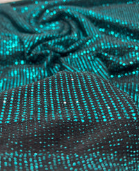 Teal Sequin Nylon Metallic Sparkle Stretch Fabric - T9 Fabrics