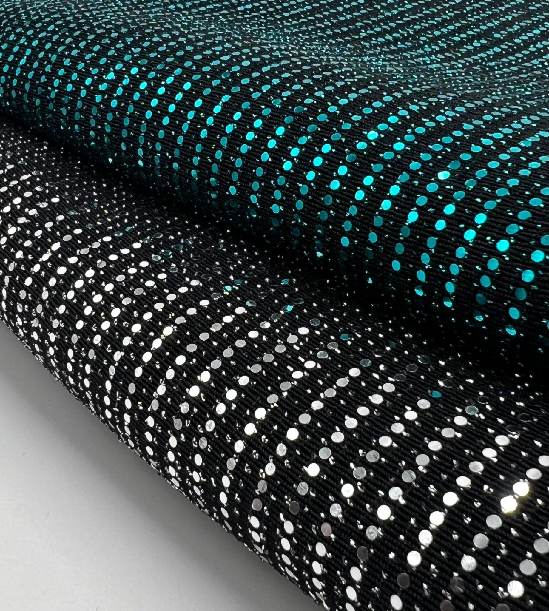 Teal Sequin Nylon Metallic Sparkle Stretch Fabric - T9 Fabrics