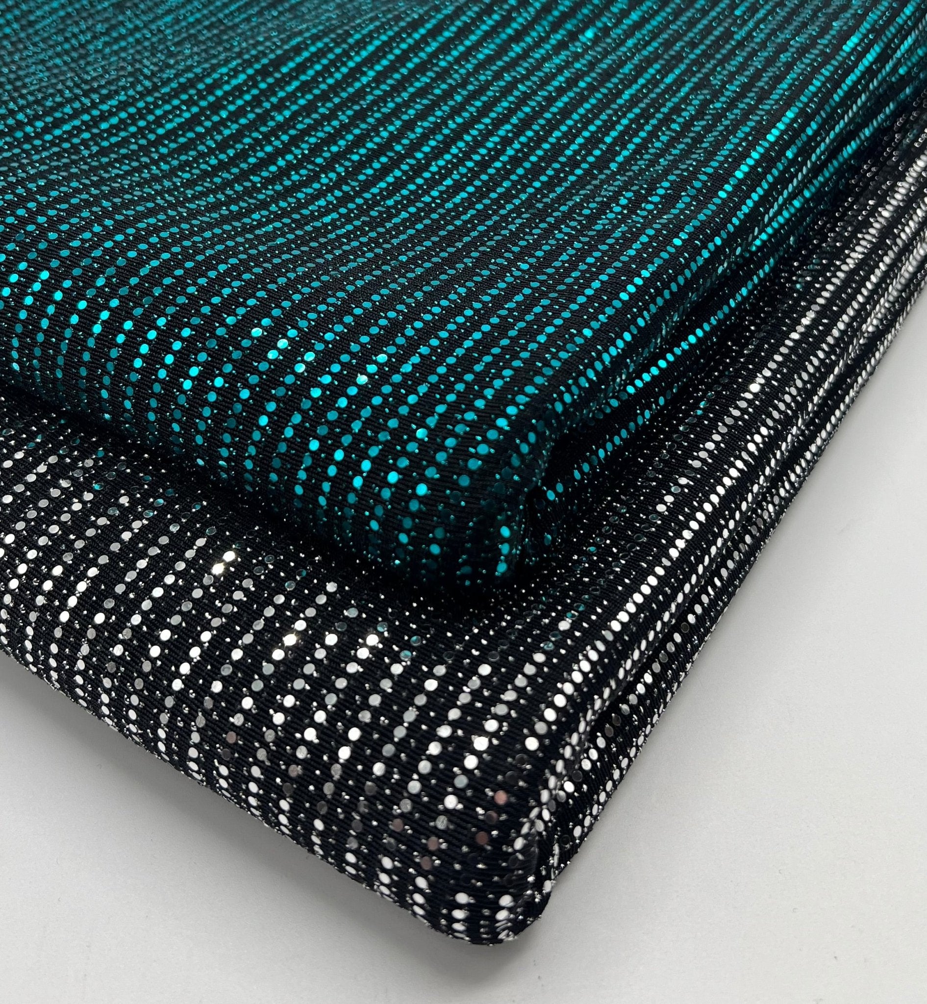 Teal Sequin Nylon Metallic Sparkle Stretch Fabric - T9 Fabrics