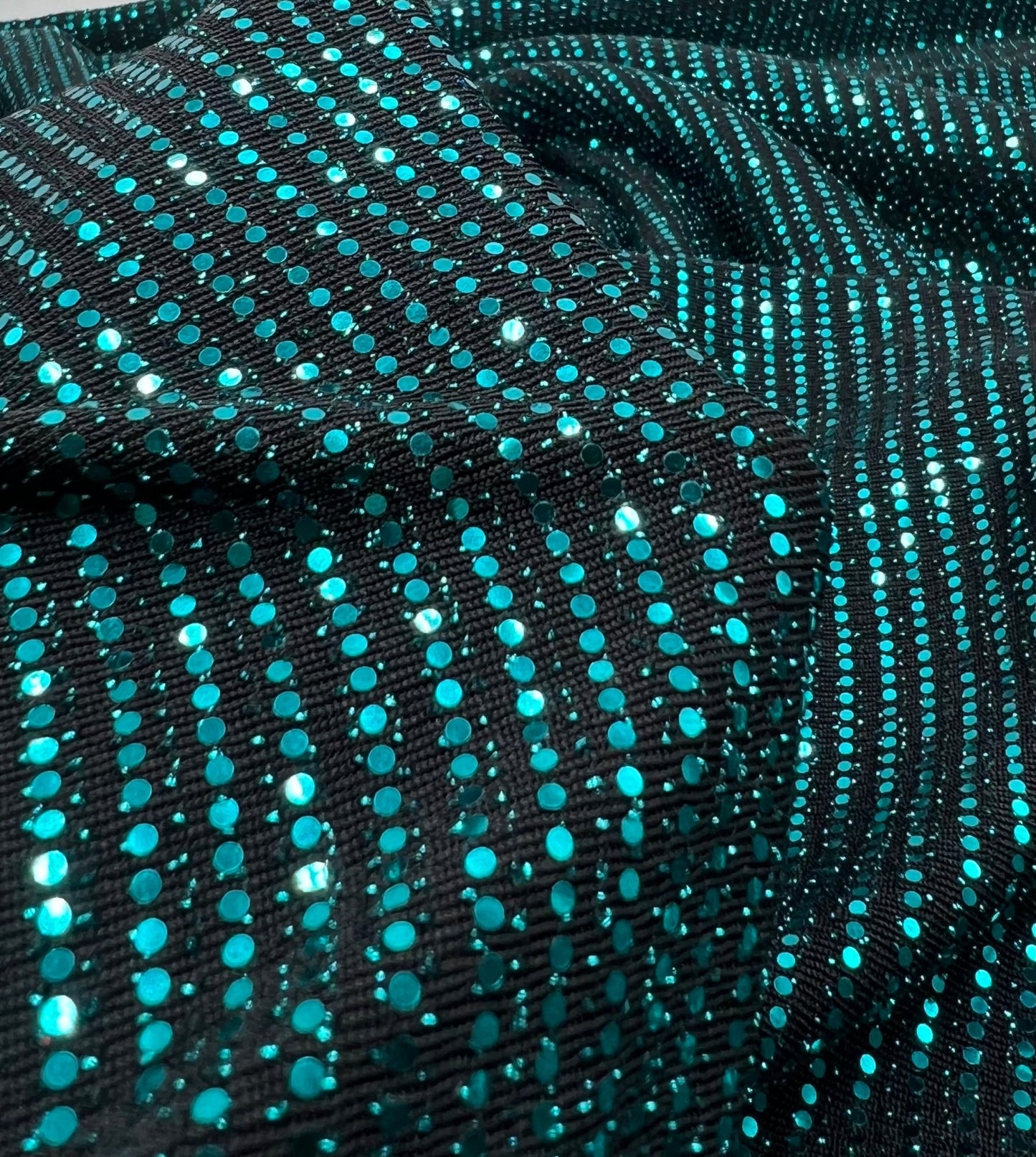 Teal Sequin Nylon Metallic Sparkle Stretch Fabric - T9 Fabrics