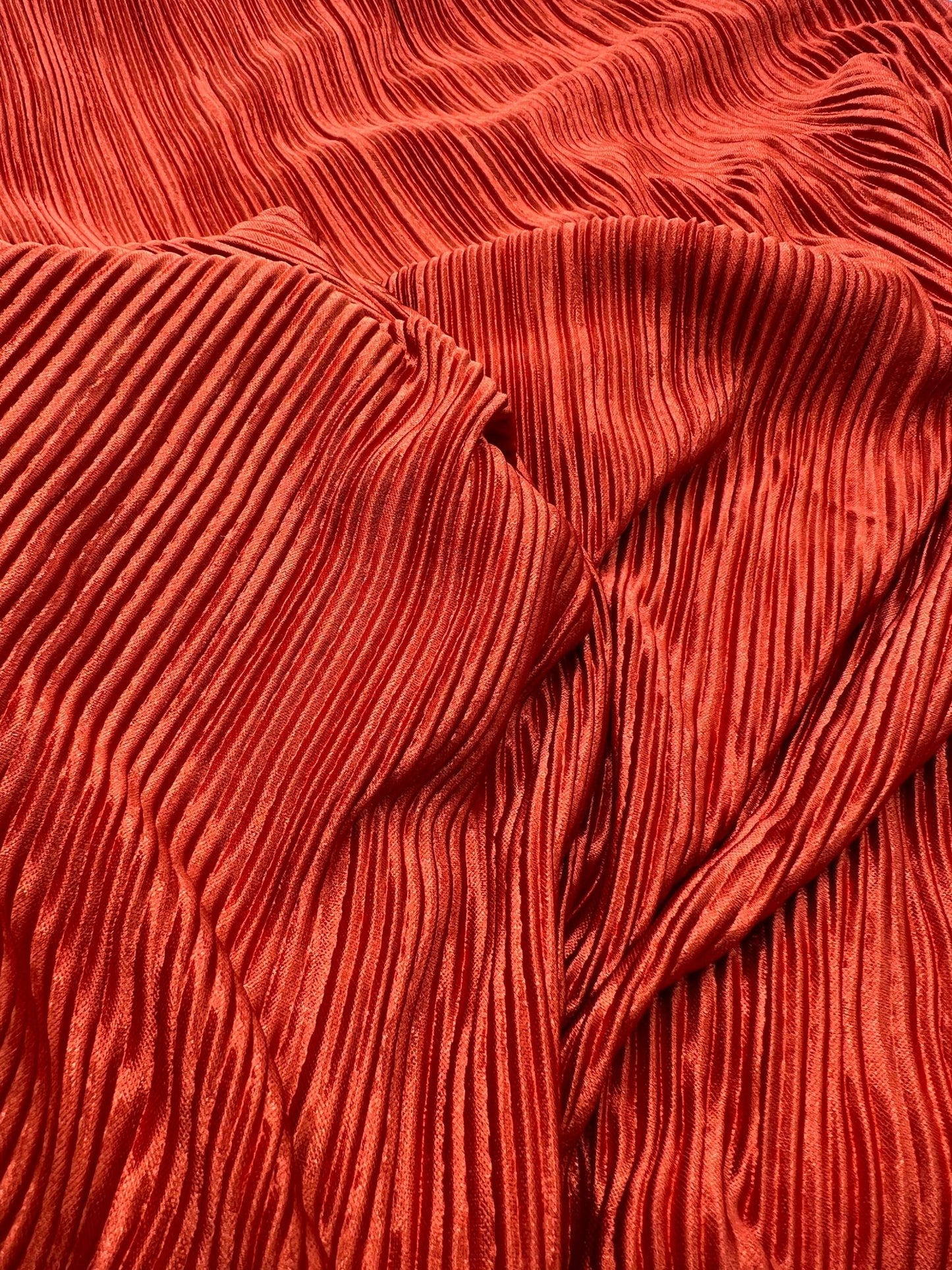 Terracotta Plisse Pleated 2 Way Stretch Fabric - T9 Fabrics