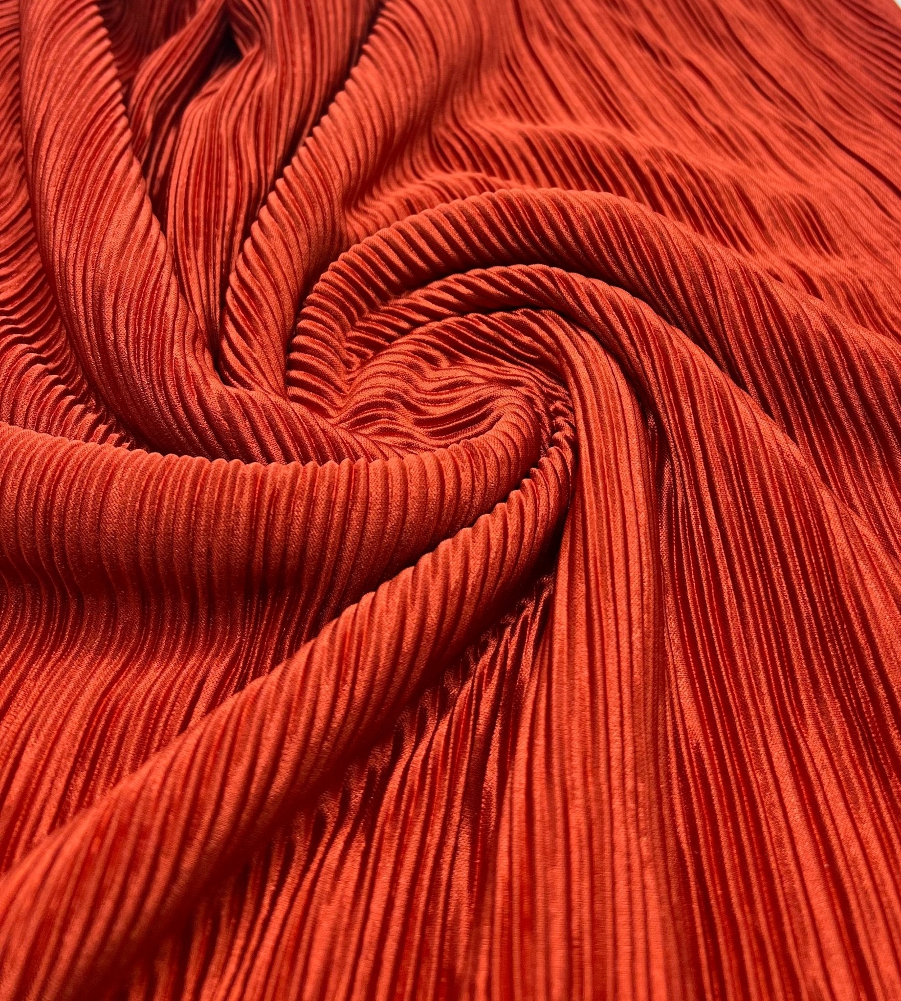 Terracotta Plisse Pleated 2 Way Stretch Fabric - T9 Fabrics