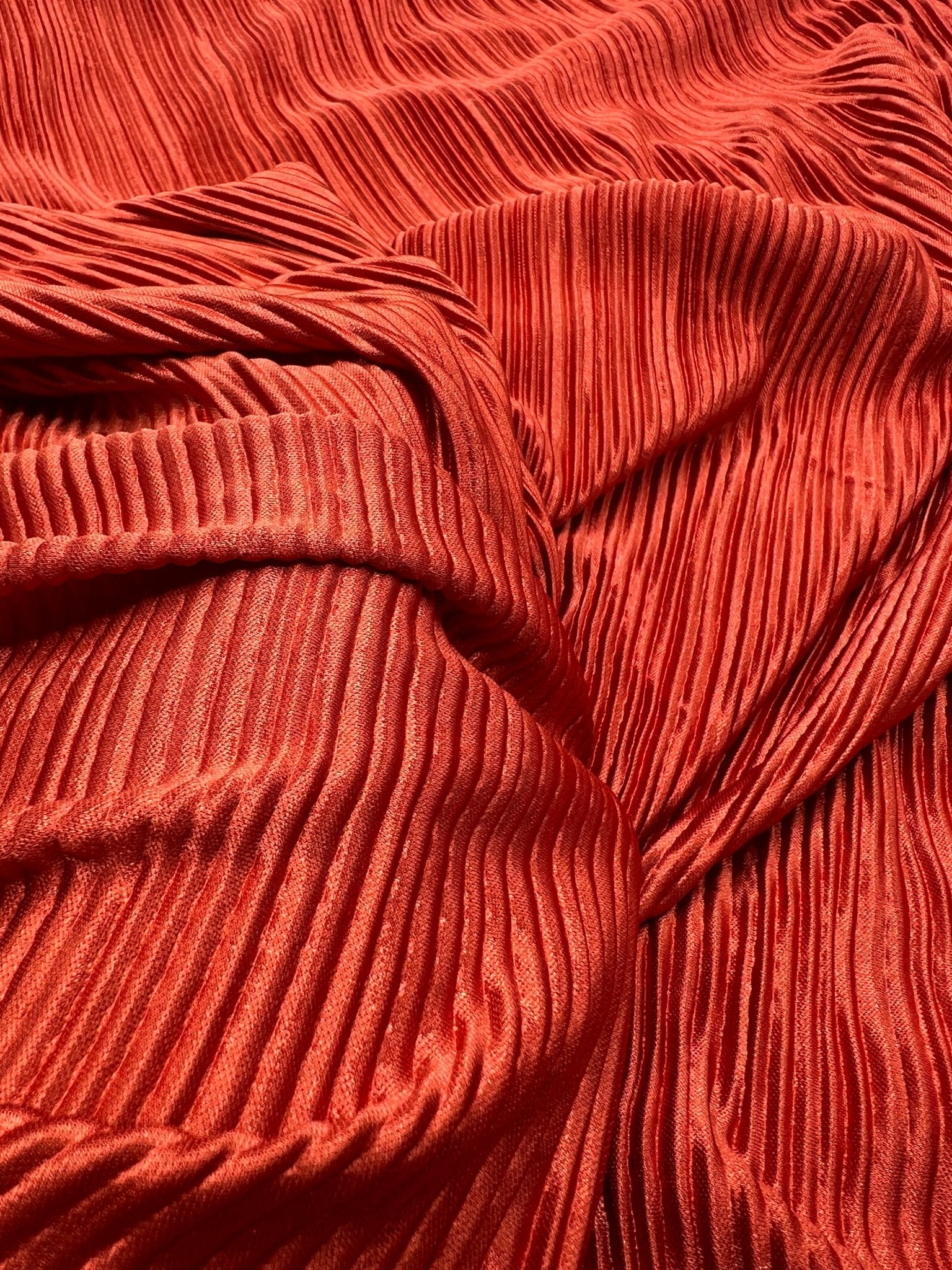 Terracotta Plisse Pleated 2 Way Stretch Fabric - T9 Fabrics