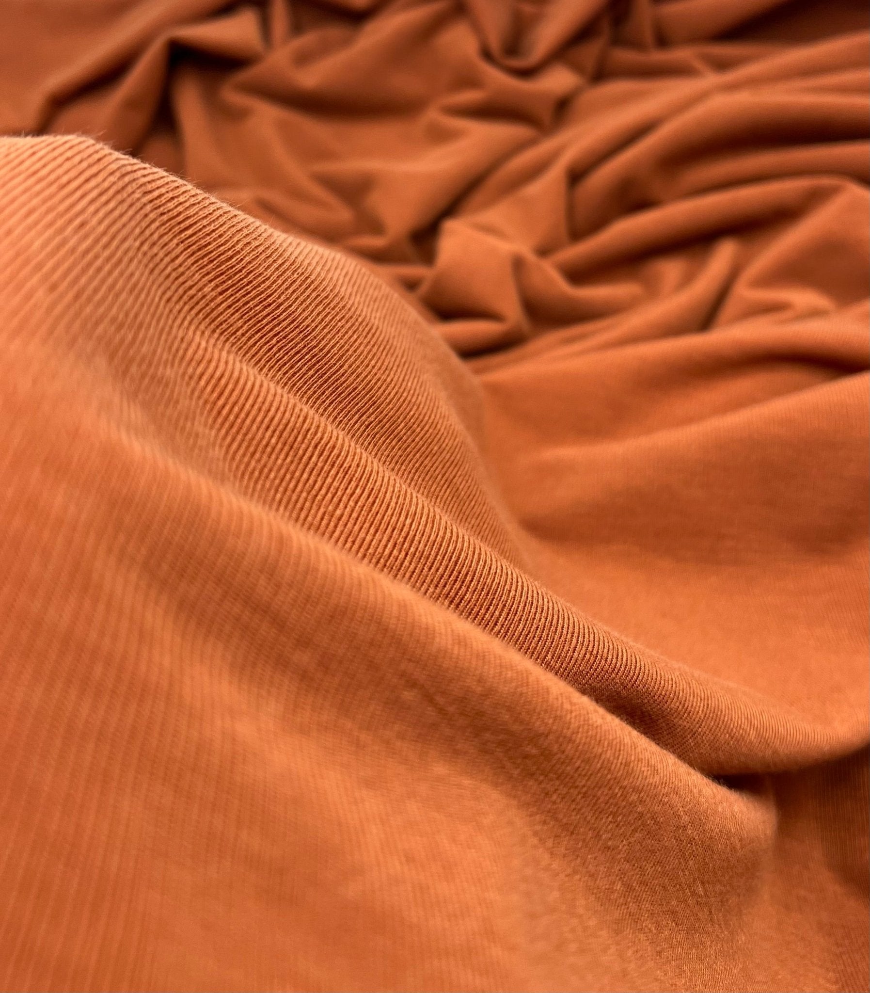 Terracotta Rust Lightweight Melange Knit Stretch Fabric - T9 Fabrics