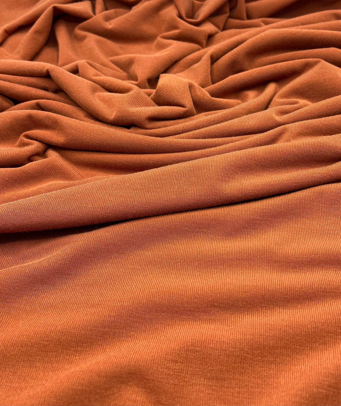 Terracotta Rust Lightweight Melange Knit Stretch Fabric - T9 Fabrics