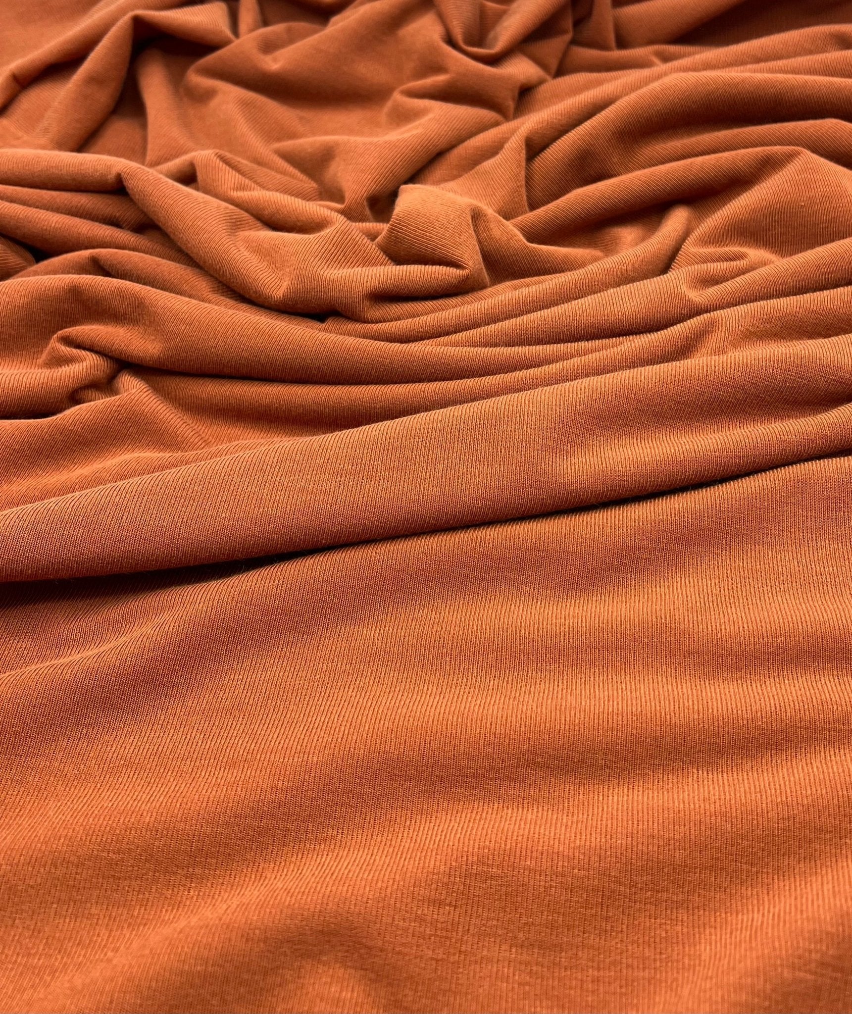 Terracotta Rust Lightweight Melange Knit Stretch Fabric - T9 Fabrics