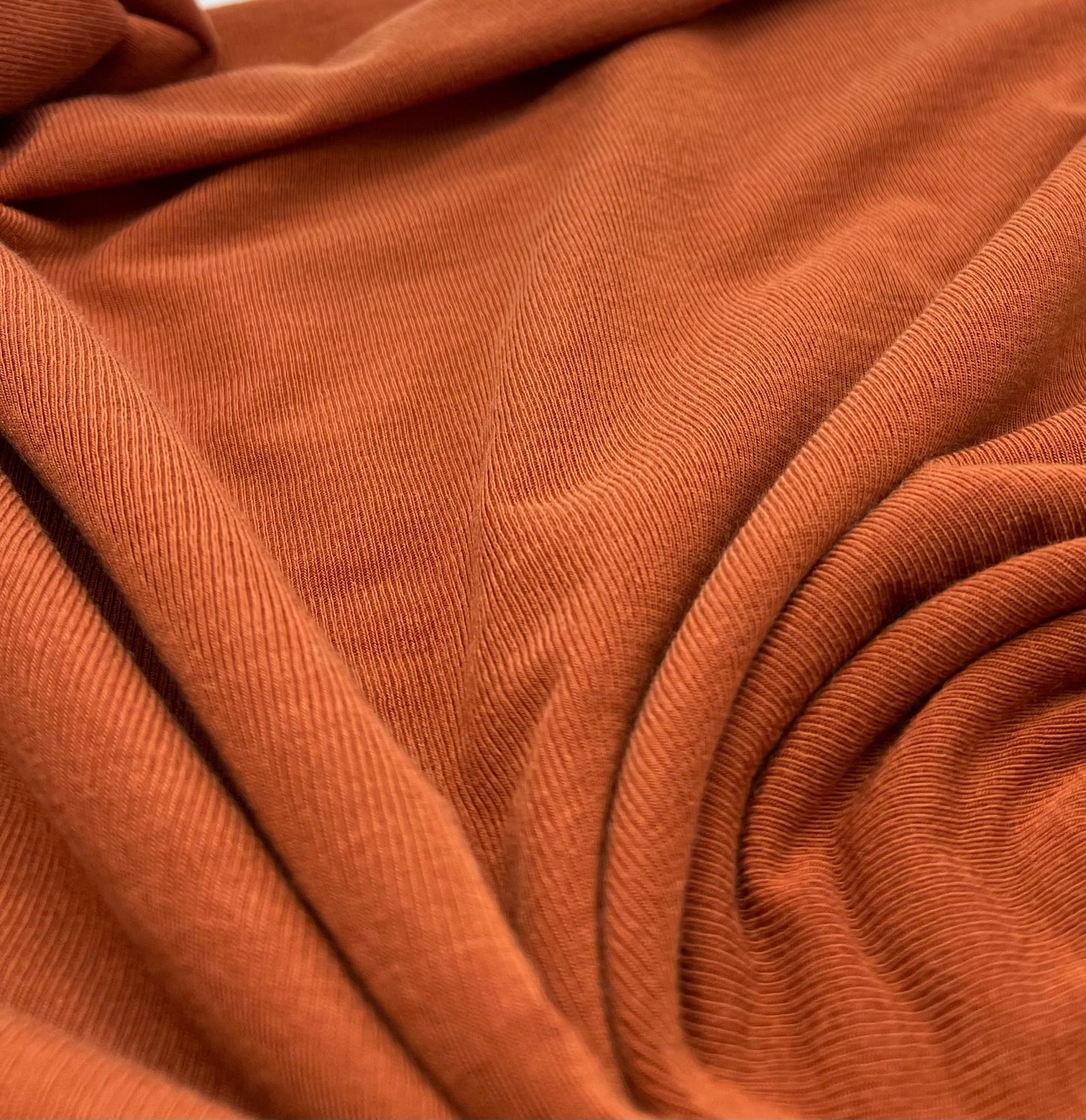 Terracotta Rust Lightweight Melange Knit Stretch Fabric - T9 Fabrics