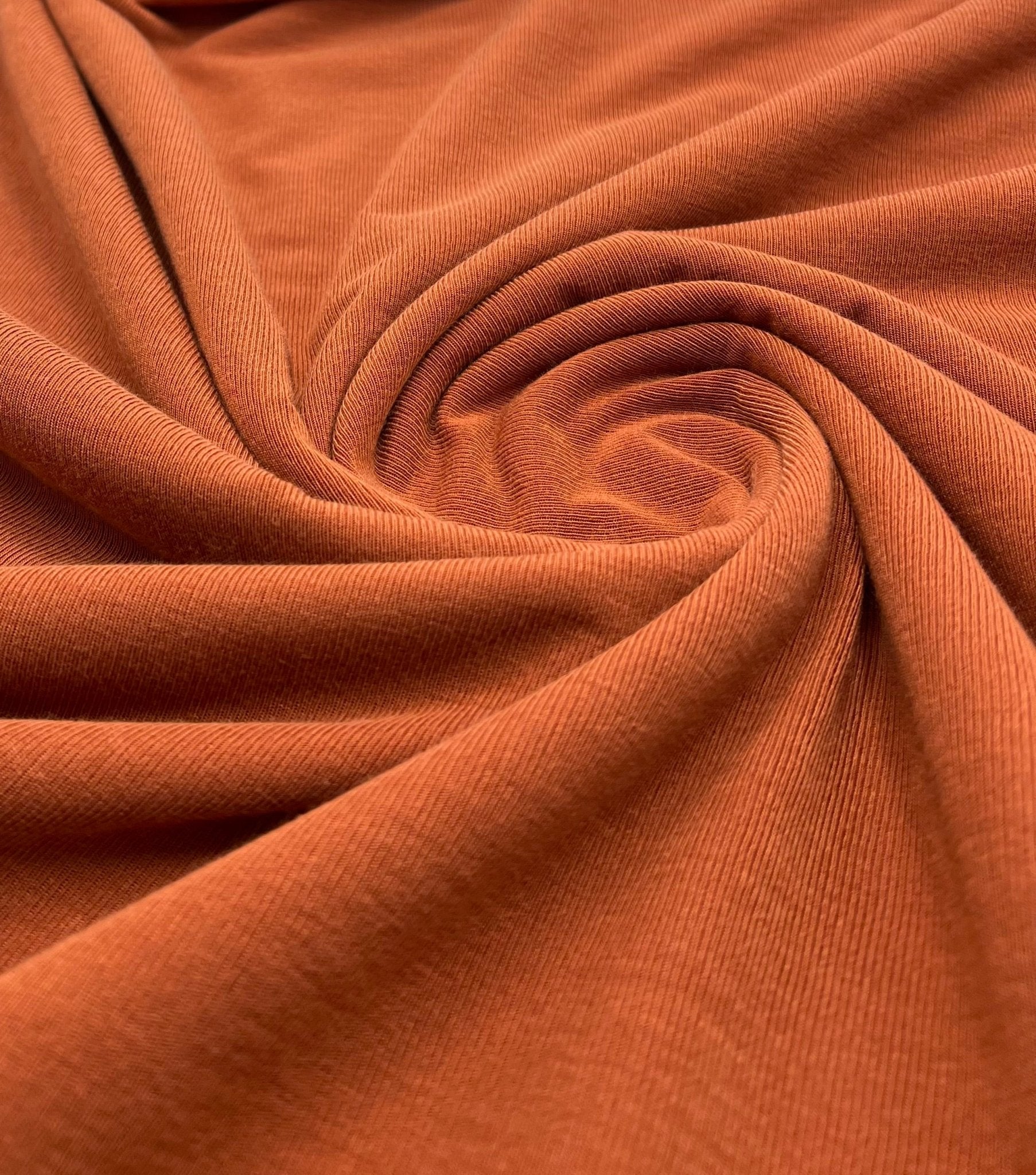 Terracotta Rust Lightweight Melange Knit Stretch Fabric - T9 Fabrics