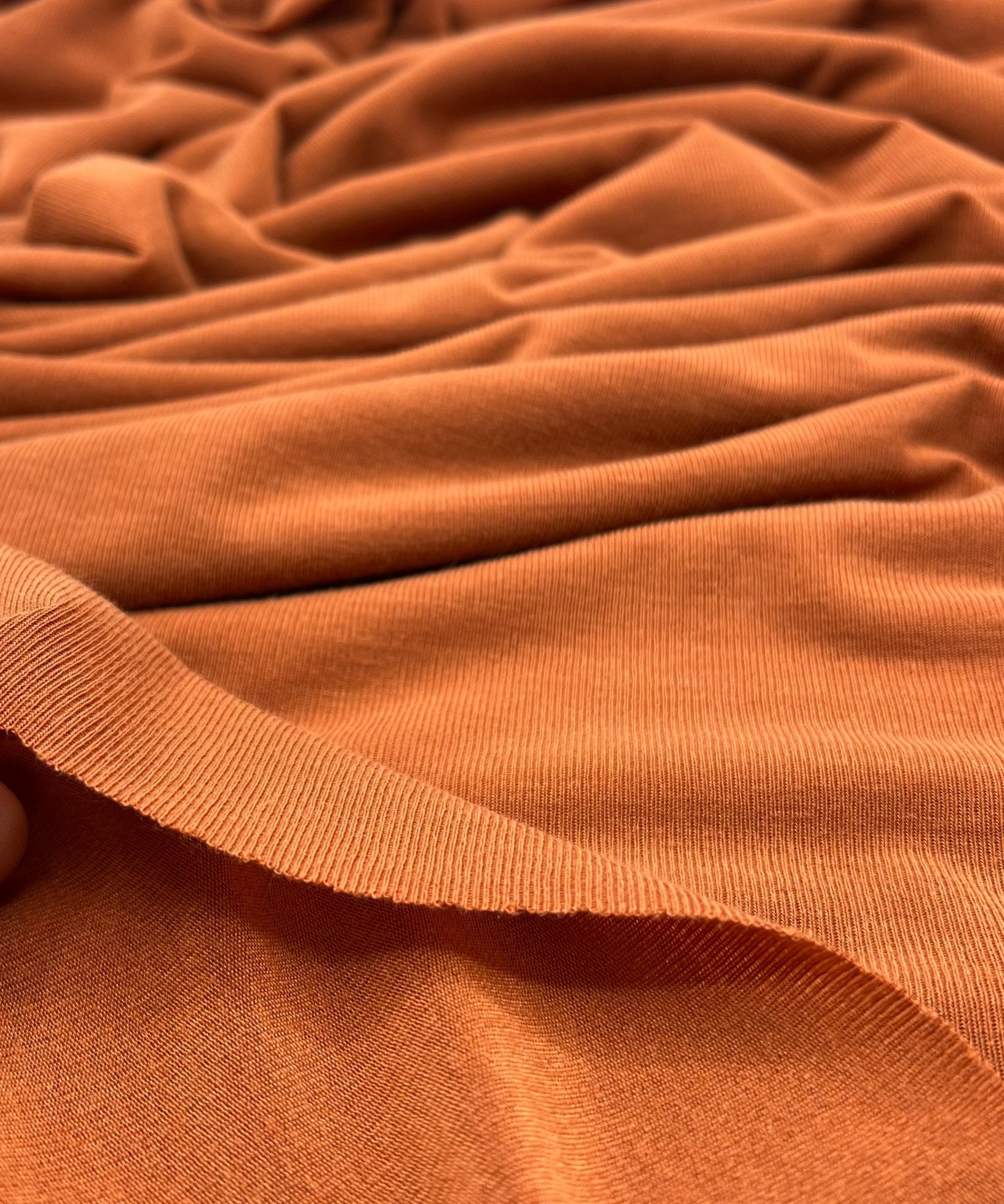 Terracotta Rust Lightweight Melange Knit Stretch Fabric - T9 Fabrics