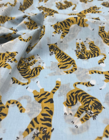Tigers Printed Poly Cotton 90 GSM 80/20 44 Inch Non Stretch - T9 Fabrics