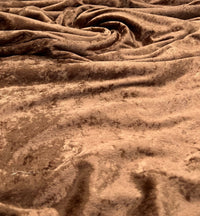 Toffee Brown Crushed Velour Spandex Stretch Fabric - T9 Fabrics