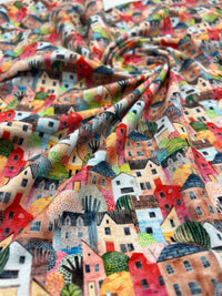 Townhouses Print Cotton Stretch Jersey 200 GSM 95/5 Lycra 4 Way Stretch - T9 Fabrics