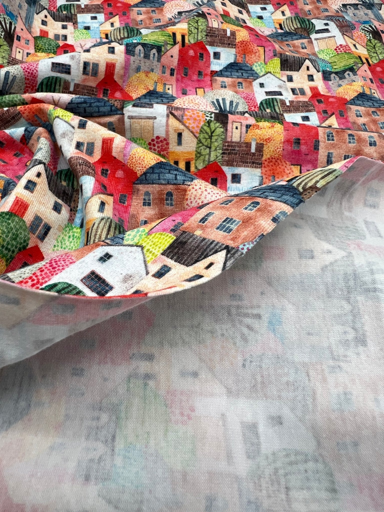 Townhouses Print Cotton Stretch Jersey 200 GSM 95/5 Lycra 4 Way Stretch - T9 Fabrics